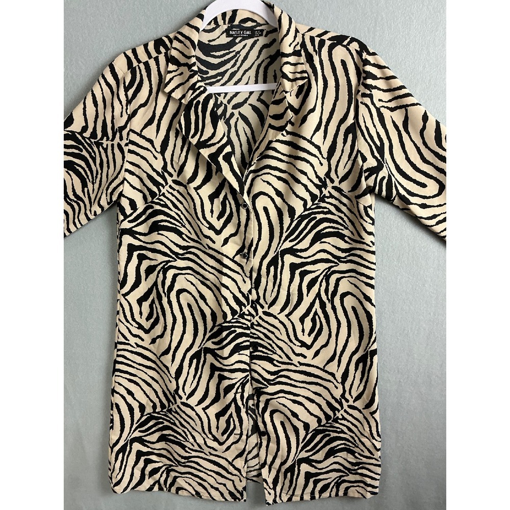 Nasty Gal‎ Mini Dress Women's 8 Zebra Print Shirt Dress
